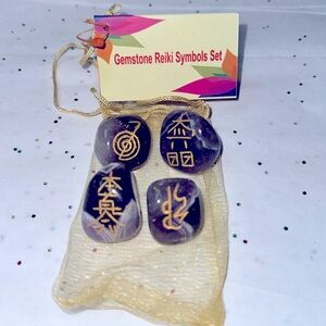 Amethyst Gemstone Reiki Symbols Set with 4 Stones